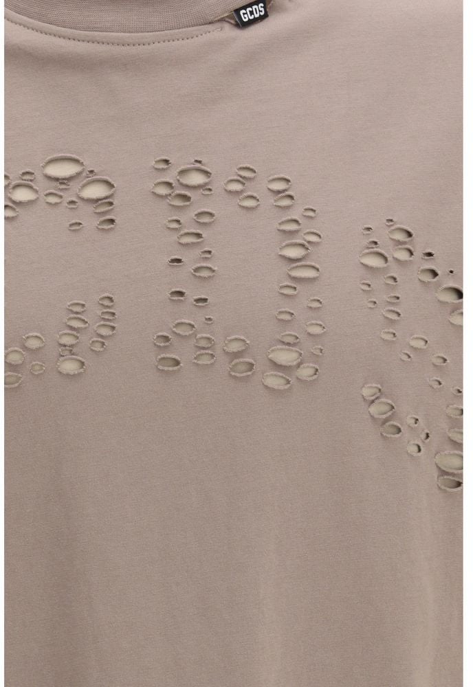 GCDS GCDS Brown Cotton T-Shirt Bruin