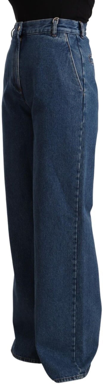 GCDS Blue Cotton High Waist Wide Leg Boot Cut Denim Jeans Blauw