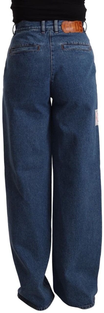 GCDS Blue Cotton High Waist Wide Leg Boot Cut Denim Jeans Blauw