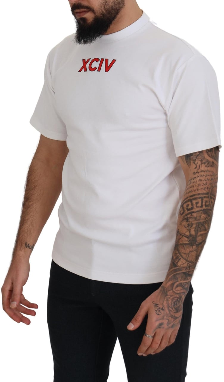 GCDS White Logo Print Cotton Short Sleeves T-shirt Wit