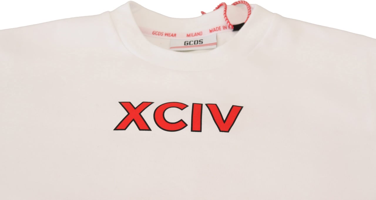 GCDS White Logo Print Cotton Short Sleeves T-shirt Wit