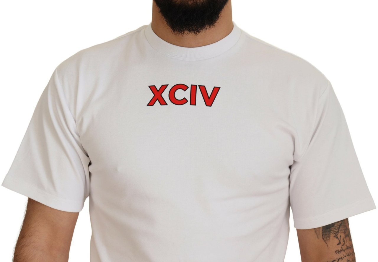 GCDS White Logo Print Cotton Short Sleeves T-shirt Wit