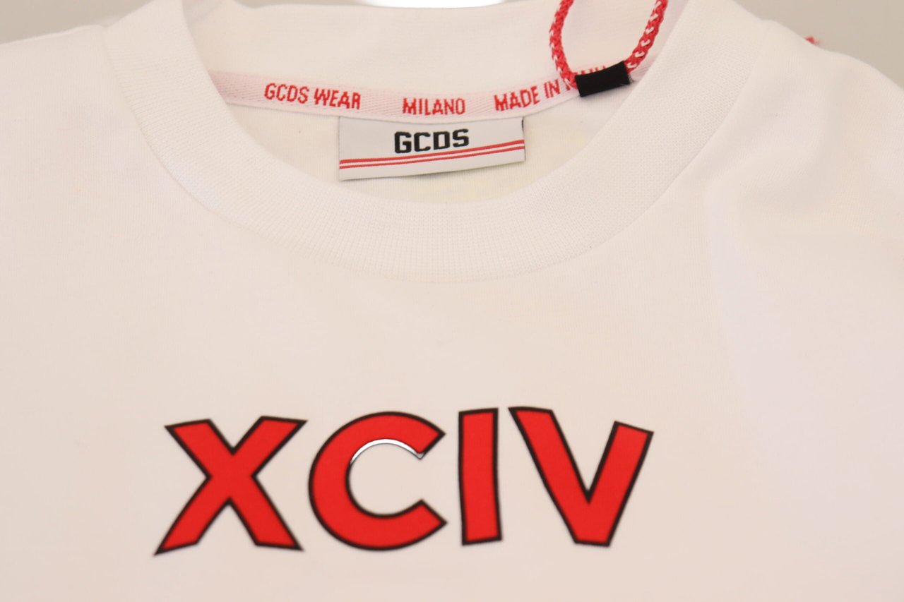 GCDS White Logo Print Cotton Short Sleeves T-shirt Wit