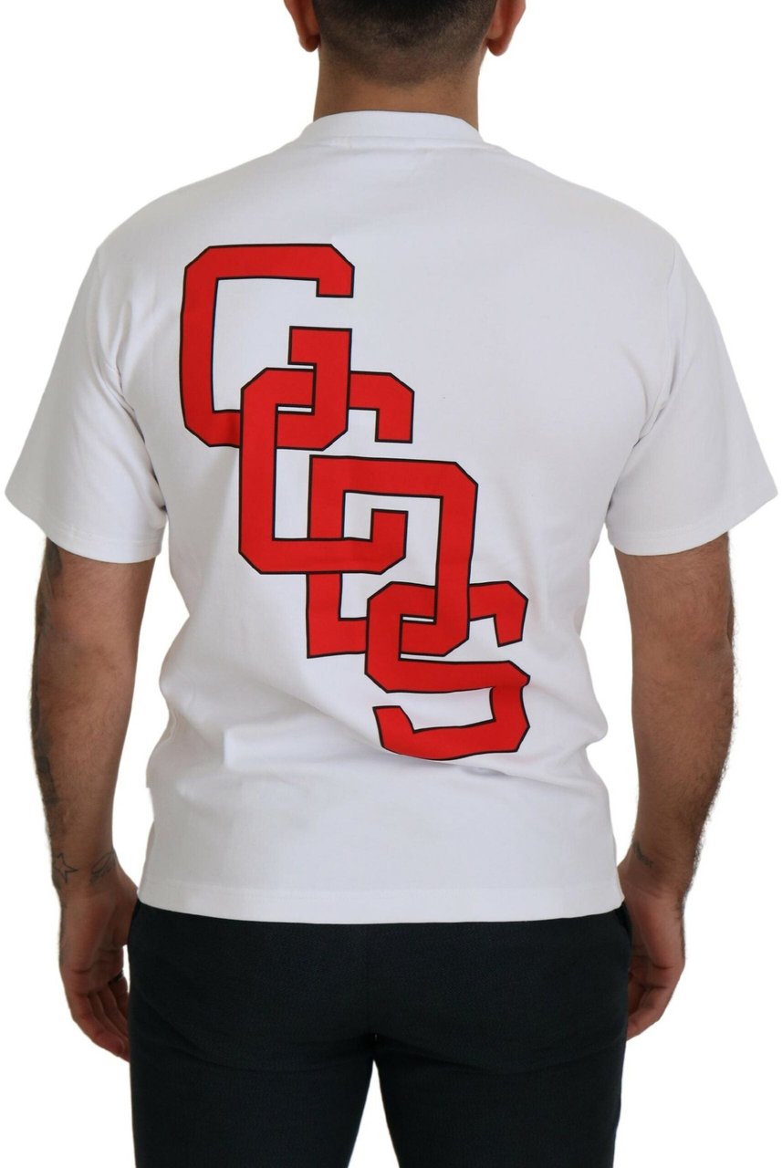 GCDS White Logo Print Cotton Short Sleeves T-shirt Wit