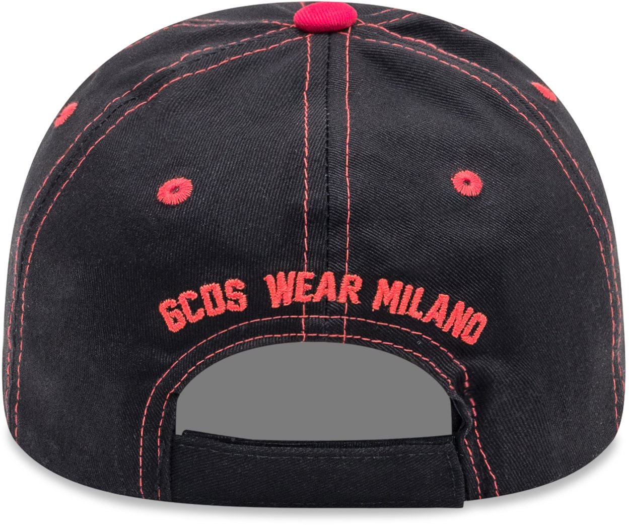 GCDS GCDS Cappellino Nero con Cuciture Rosse e Logo Zwart