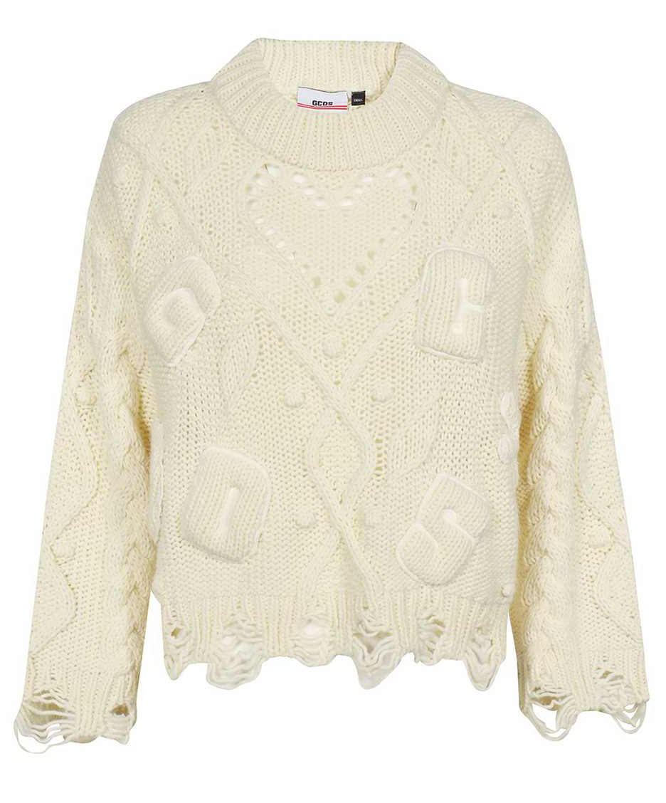 GCDS Long sleeve crew-neck sweater Wit