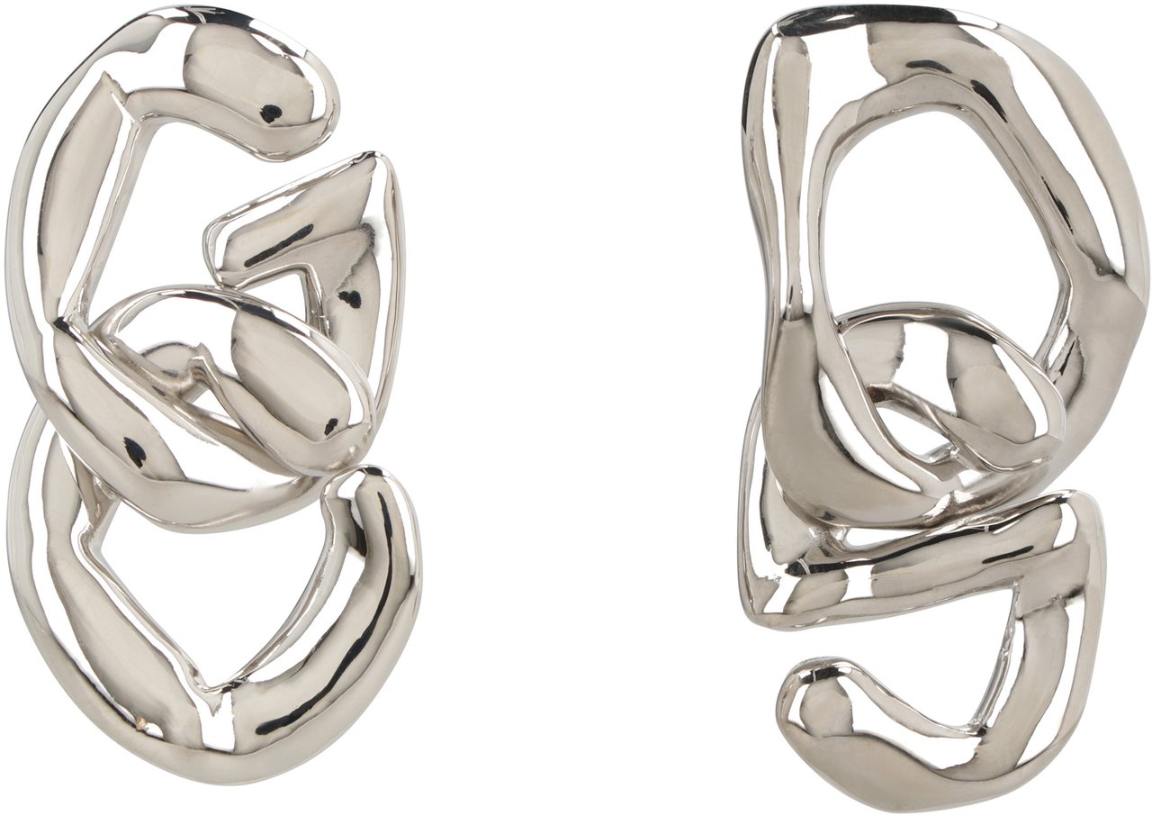 GCDS Maxi chain earrings with logo Zilver