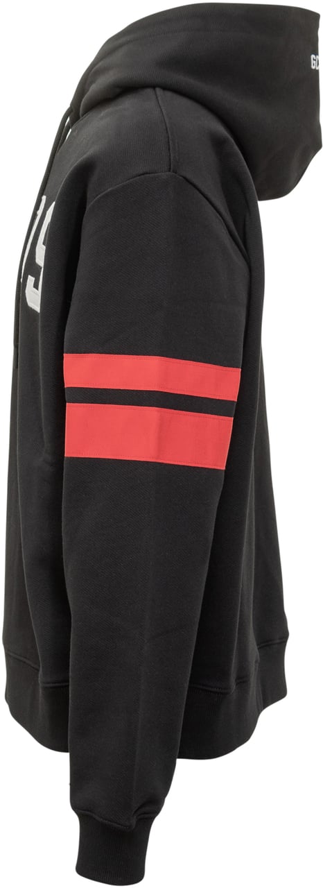 GCDS GCDS Felpa con Cappuccio e Logo Bianco Zwart