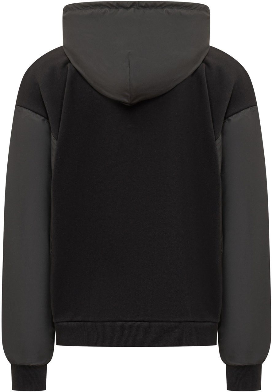 GCDS GCDS Felpa con Cappuccio Nera Logo in Rilievo Zwart