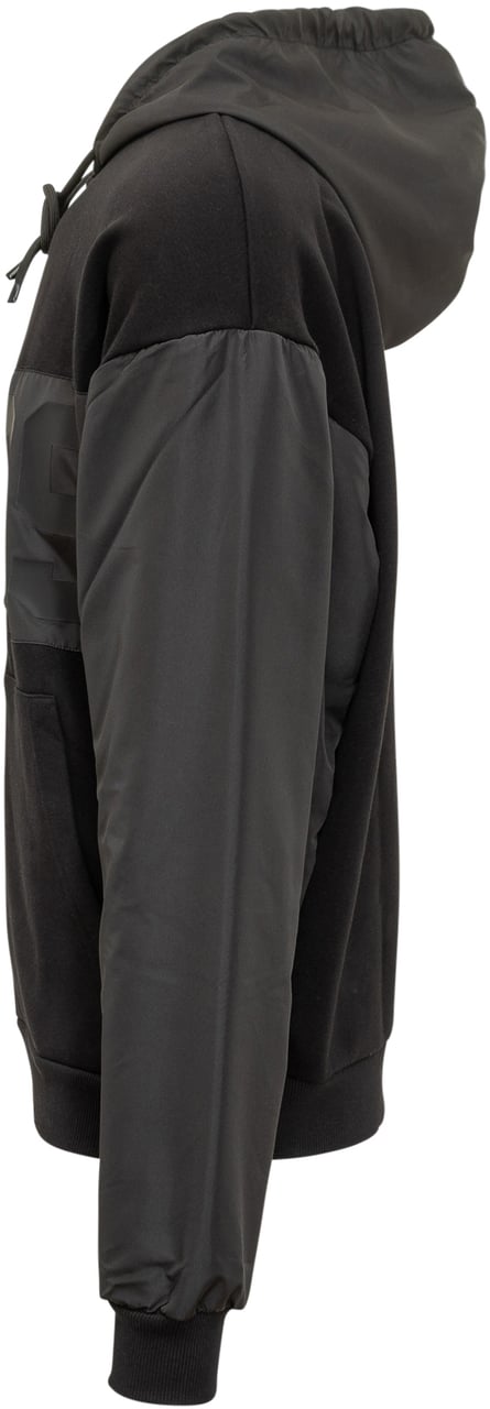 GCDS GCDS Felpa con Cappuccio Nera Logo in Rilievo Zwart