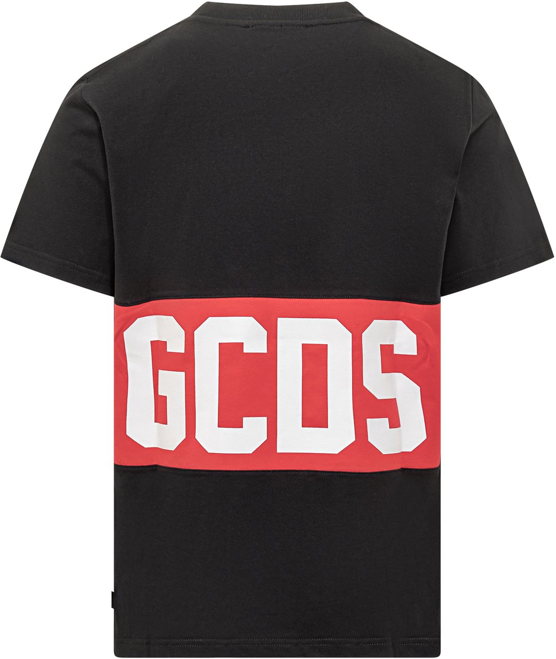 GCDS T-shirt Nera con Fascia Rossa Logo GCDS Zwart