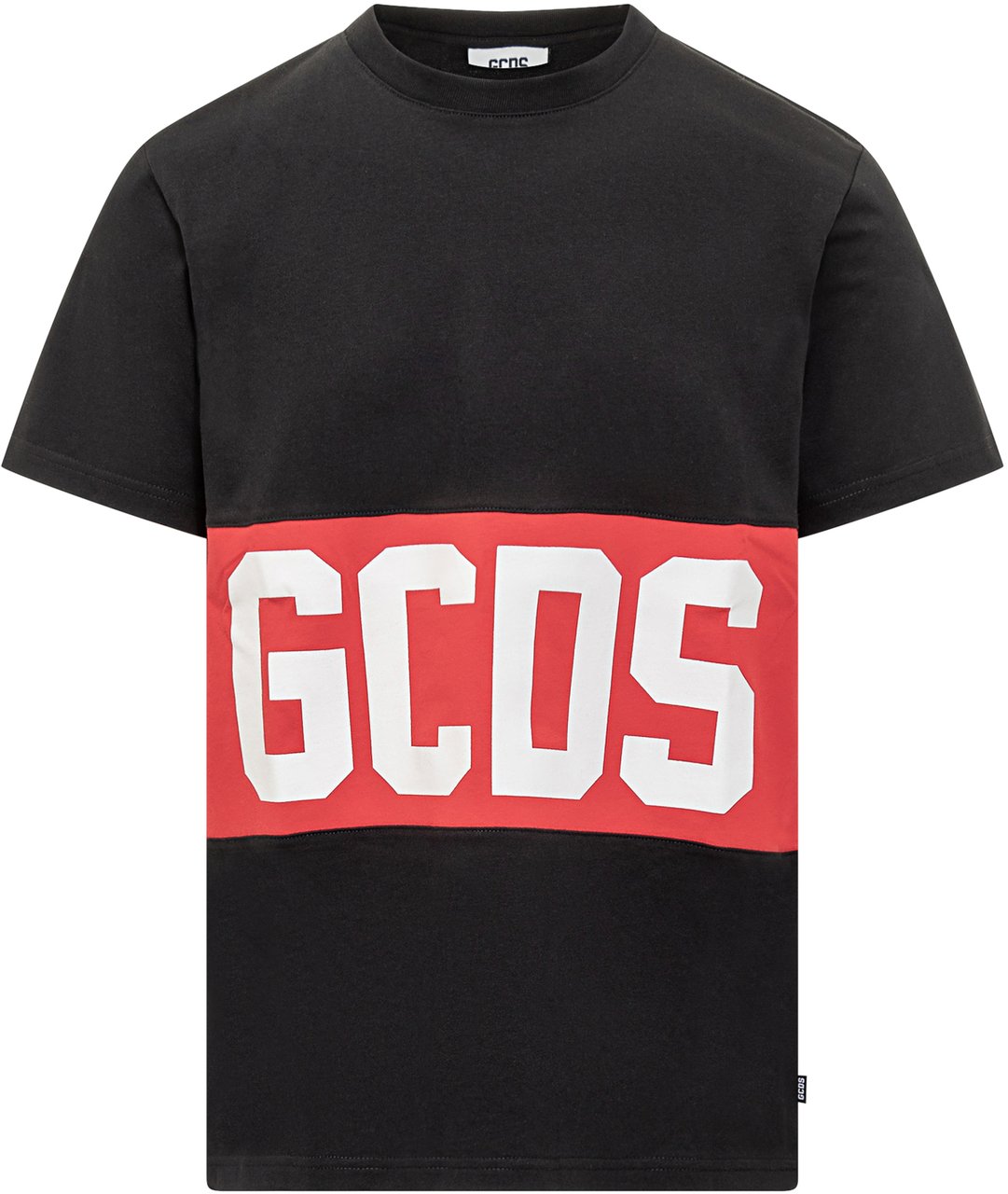 GCDS T-shirt Nera con Fascia Rossa Logo GCDS Zwart