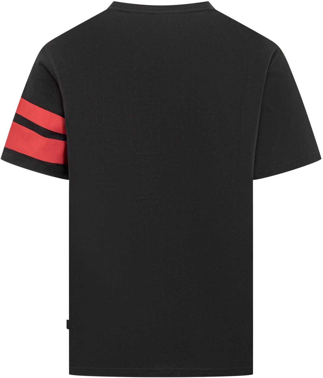GCDS GCDS T-shirt Nera con Logo Bianco e Bande Rosse Zwart