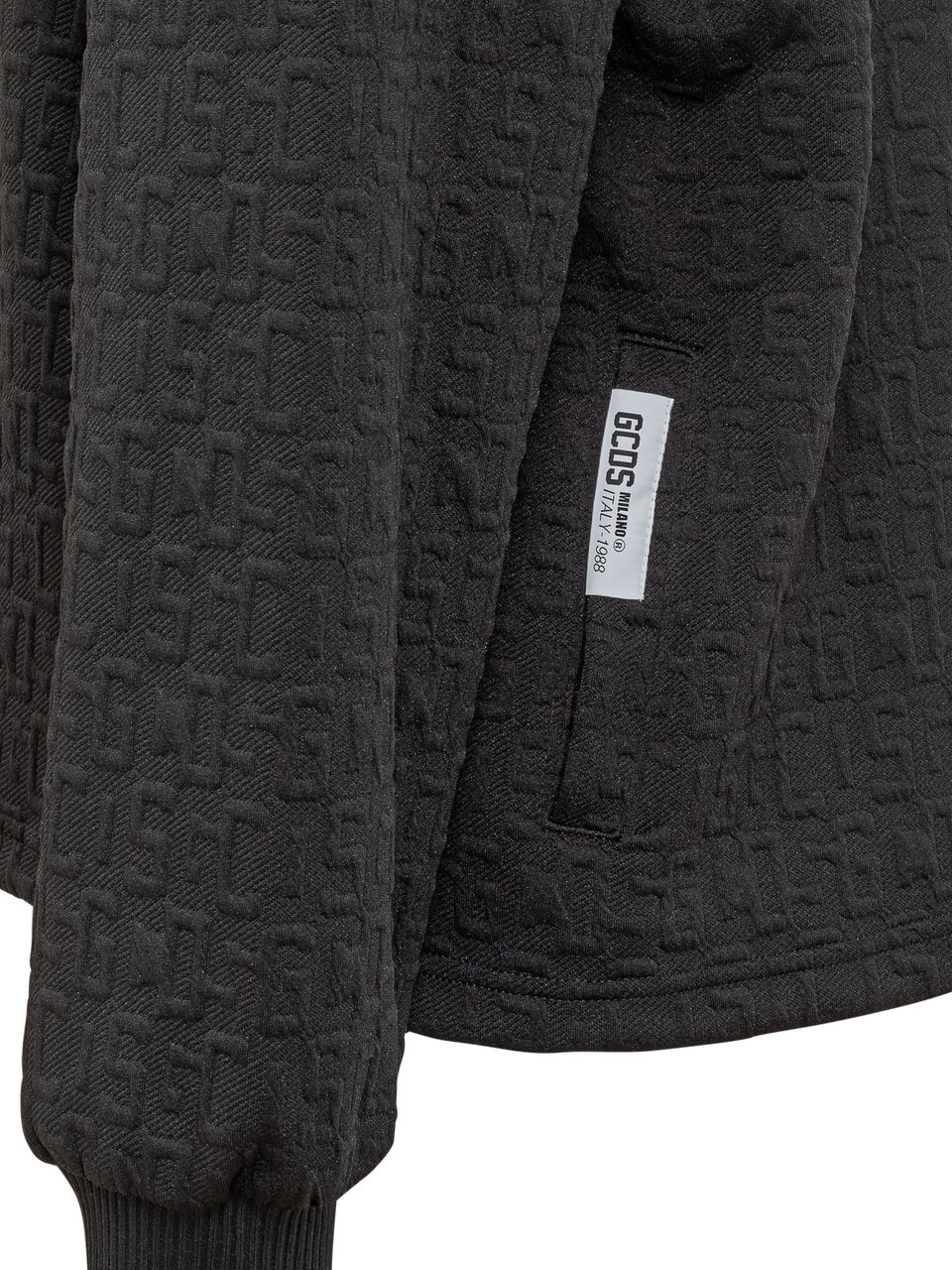 GCDS GCDS Giacca Nera con Logo in Rilievo Zwart