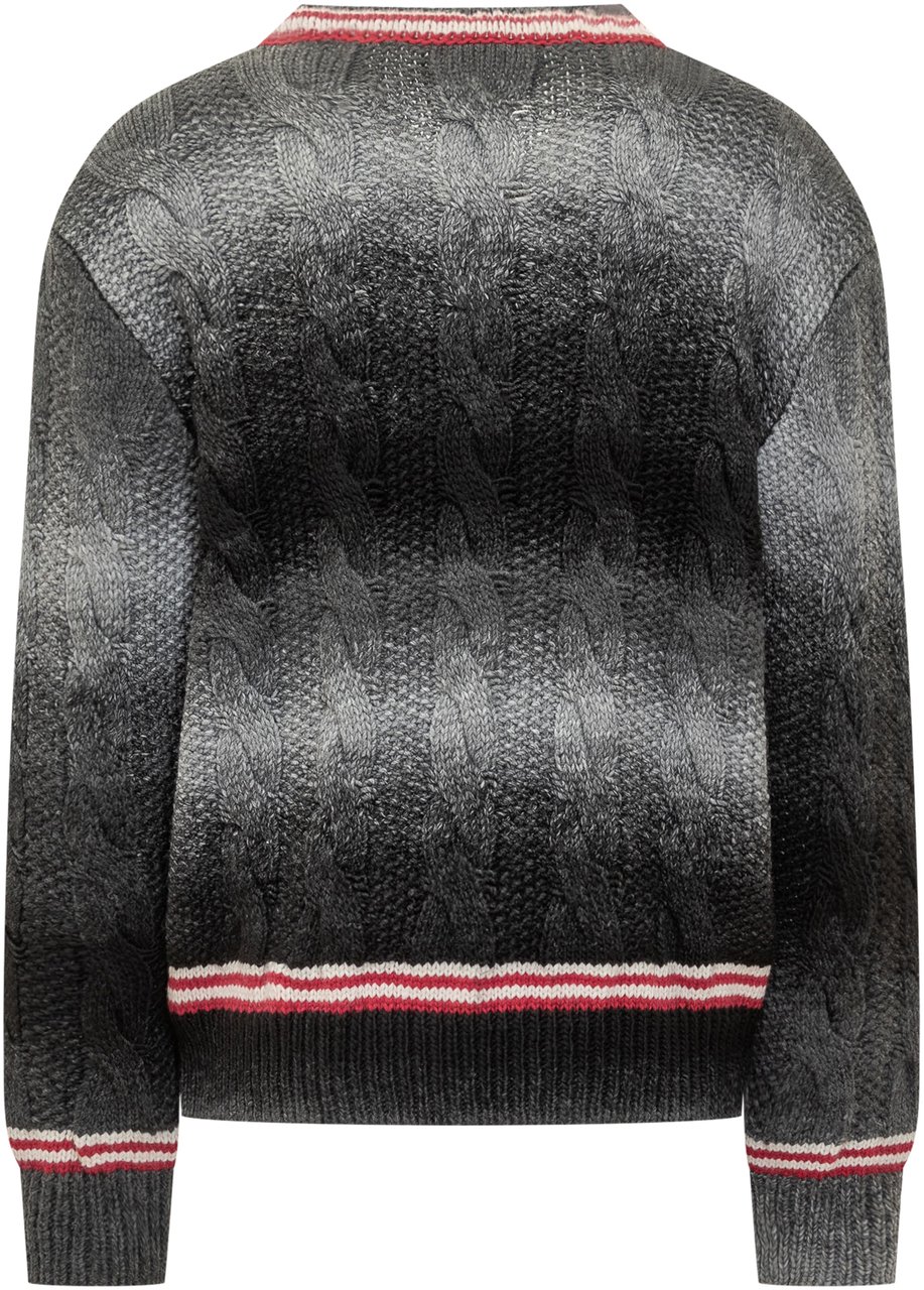 GCDS GCDS Maglione a Treccia con Scollo a V Grijs