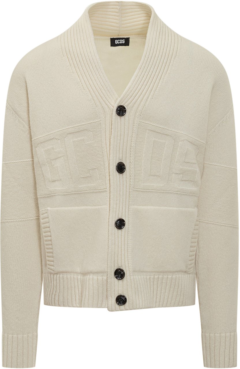 GCDS Cardigan in Maglia Logo GCDS Wit