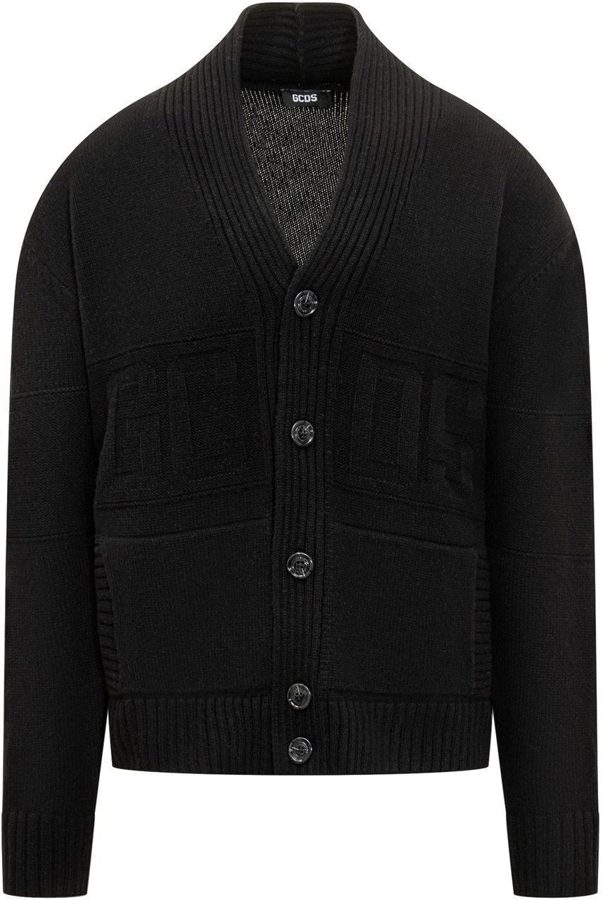 GCDS Cardigan in Maglia Logo GCDS Zwart