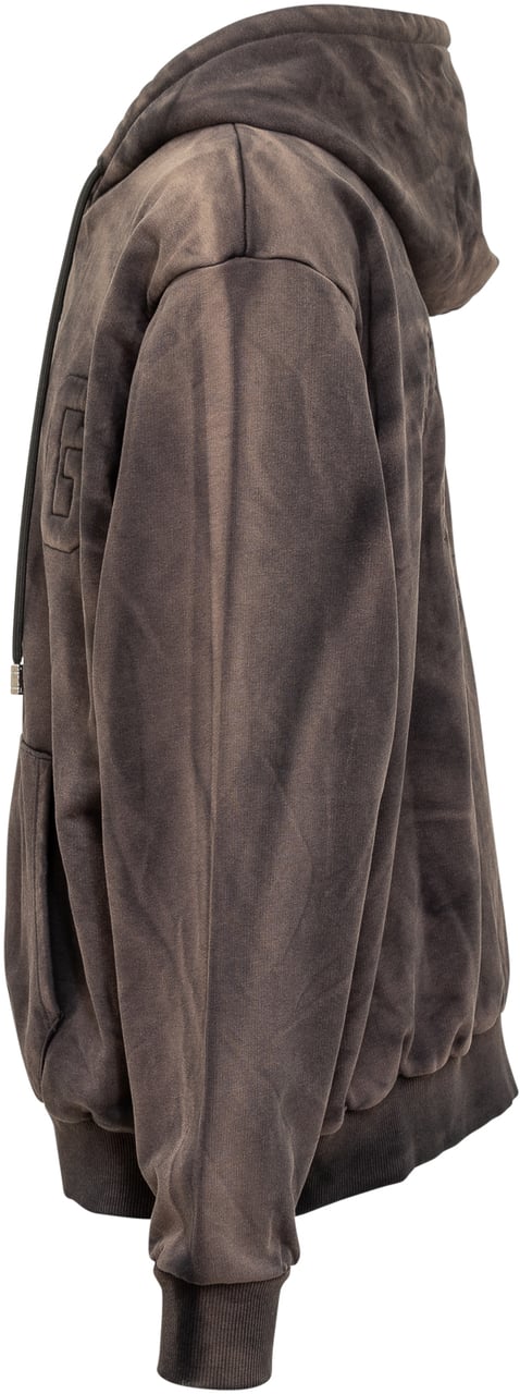 GCDS Felpa con Cappuccio Marrone Effetto Vintage GCDS Zwart