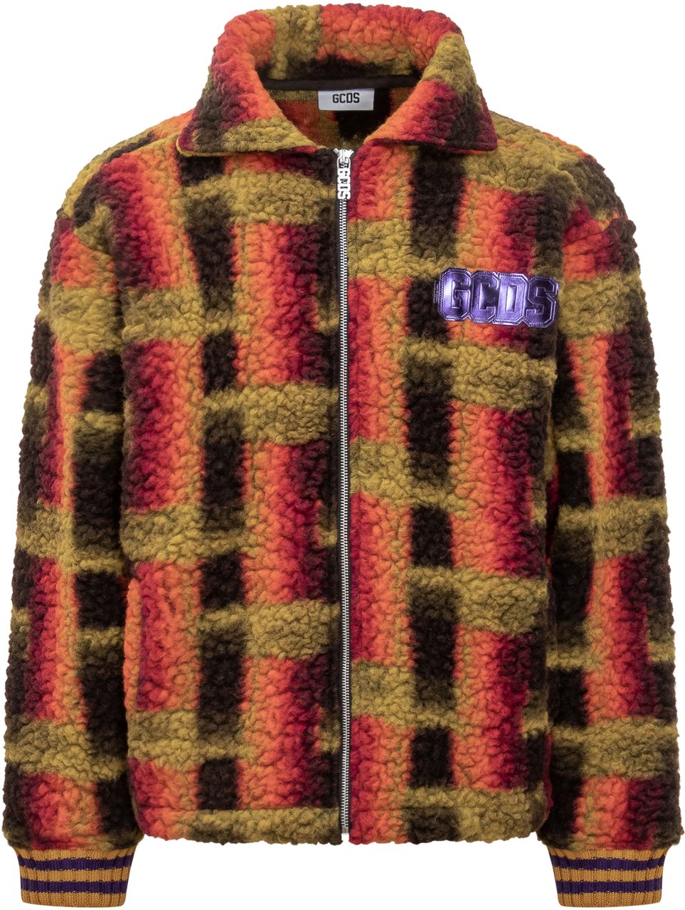 GCDS GCDS Giacca in Sherpa a Quadri Multicolor Divers