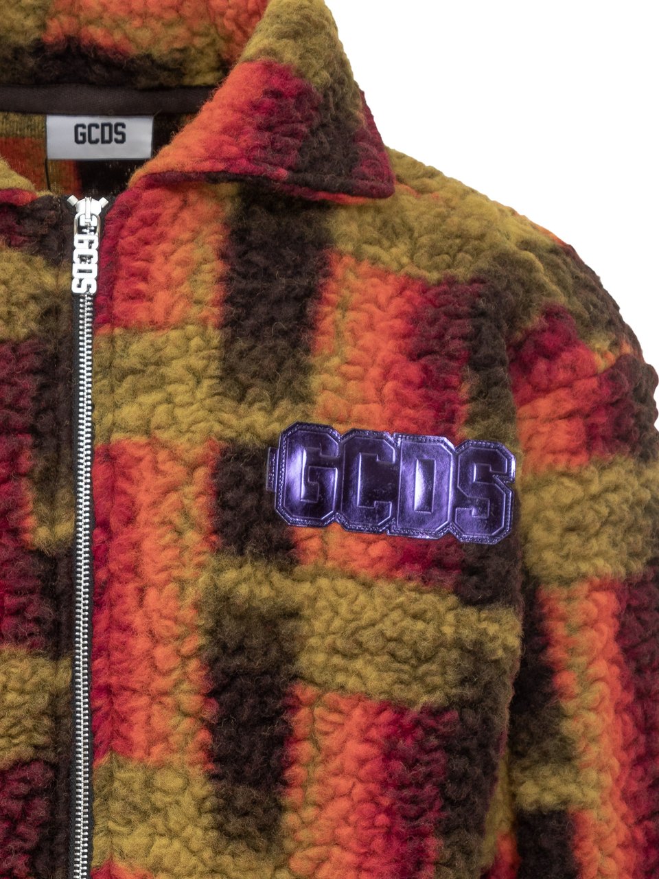 GCDS GCDS Giacca in Sherpa a Quadri Multicolor Divers