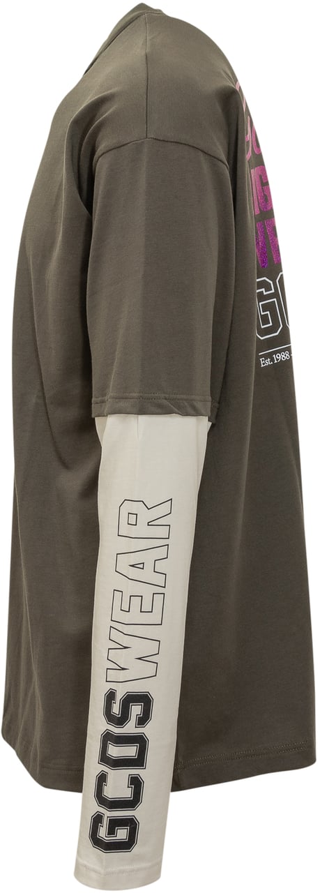 GCDS GCDS T-Shirt con Maniche a Contrasto Groen