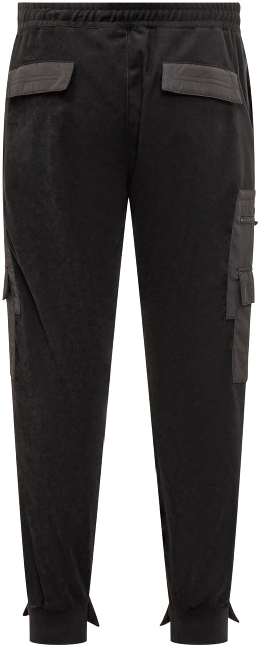 GCDS Pantaloni Jogger GCDS in Velluto Nero con Tasche Cargo Zwart