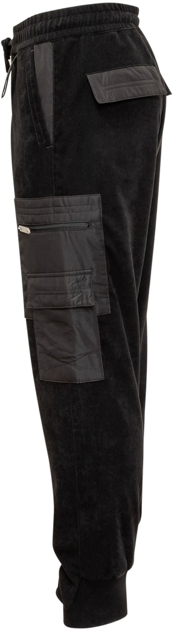 GCDS Pantaloni Jogger GCDS in Velluto Nero con Tasche Cargo Zwart