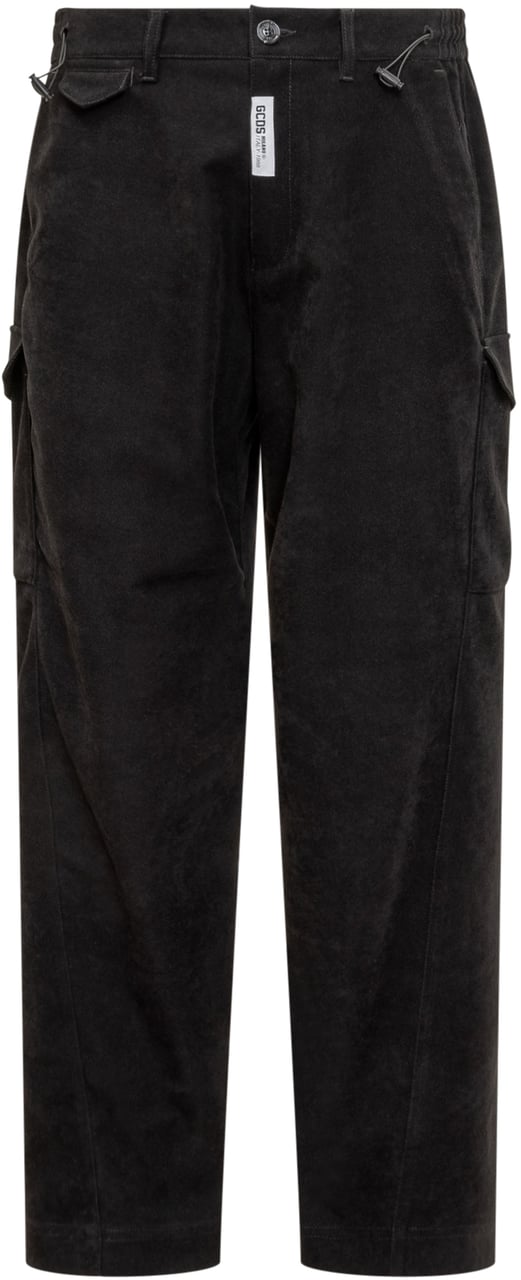 GCDS Pantaloni GCDS in Velluto Nero con Tasche Cargo Zwart