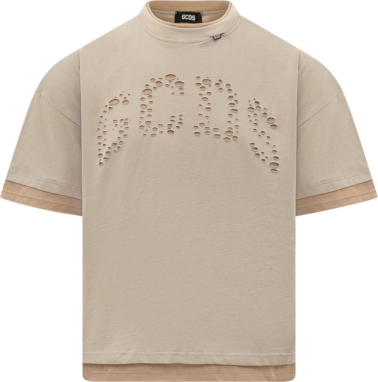 GCDS T-shirt con Logo Traforato Beige