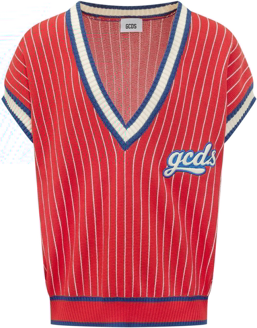 GCDS Maglia Senza Maniche con Scollo a V Rood