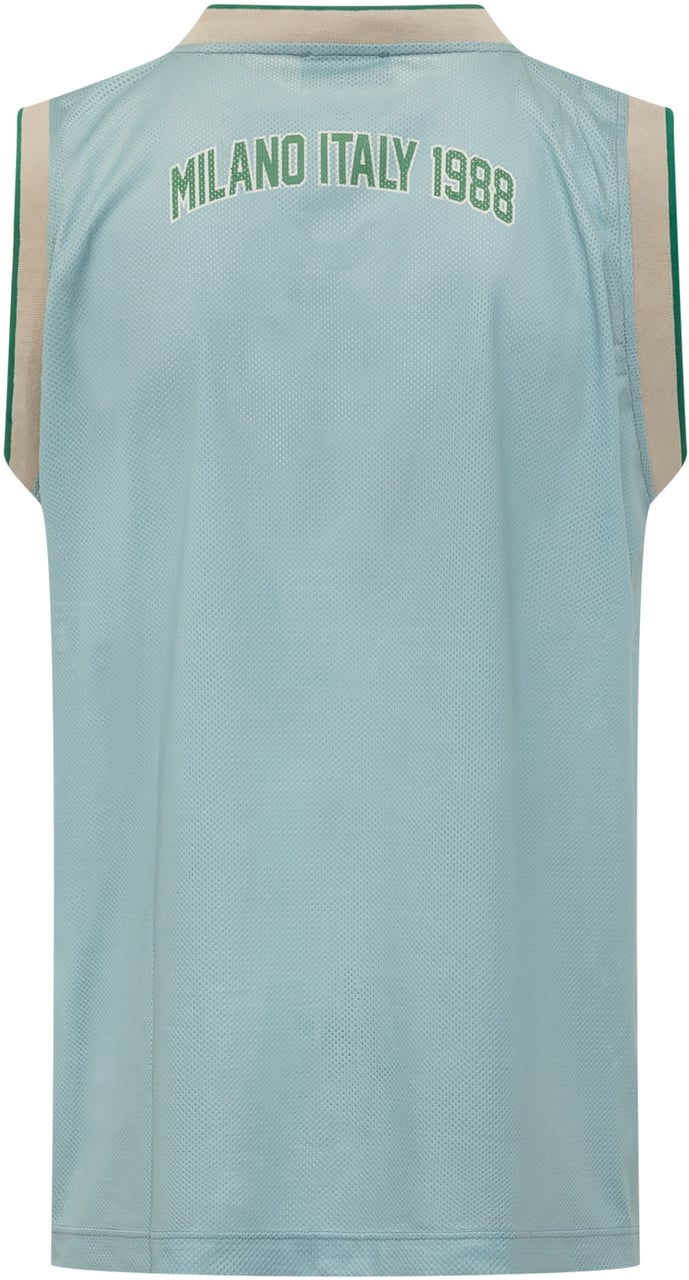 GCDS Canotta Logo Lounge con Scollo a V Lichtblauw