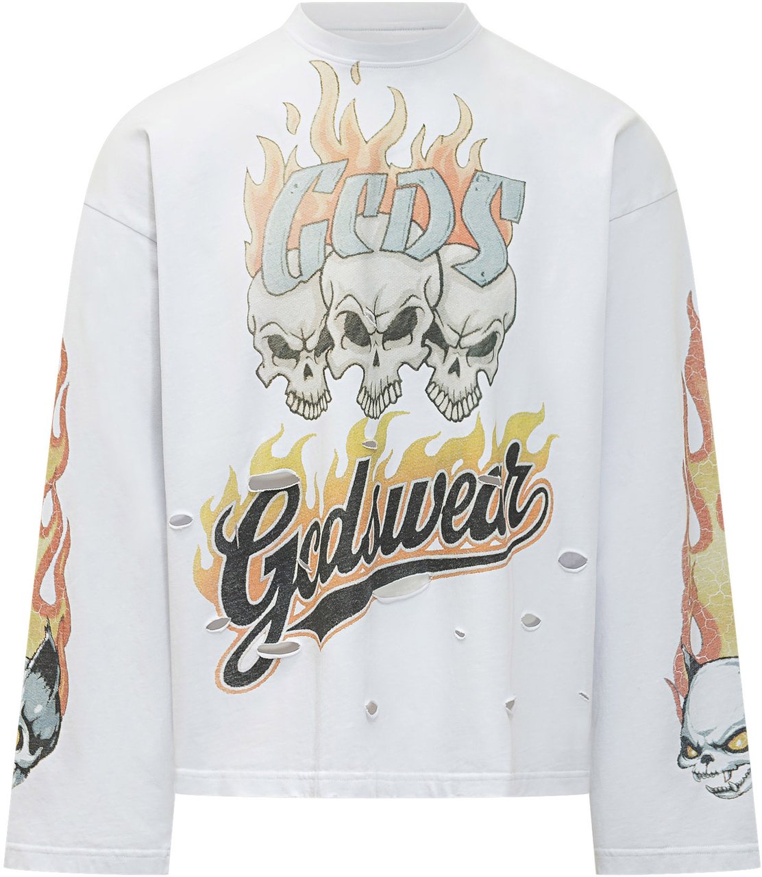 GCDS Riders LS T-shirt con Stampa Grafica Wit