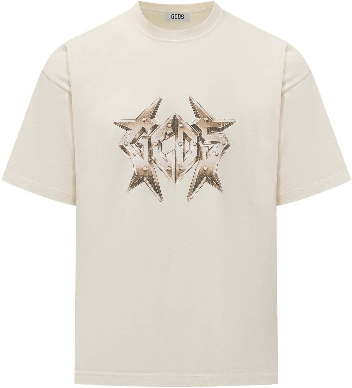 GCDS Bulletproof SS T-shirt con Stampa Frontale Wit