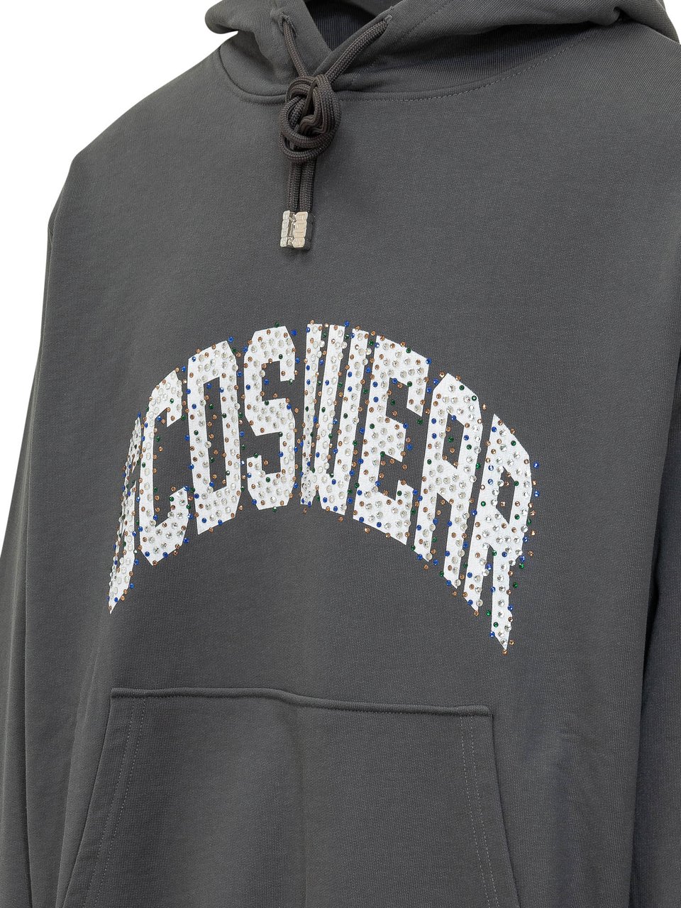 GCDS Felpa con Cappuccio e Tasca a Marsupio Donkergrijs