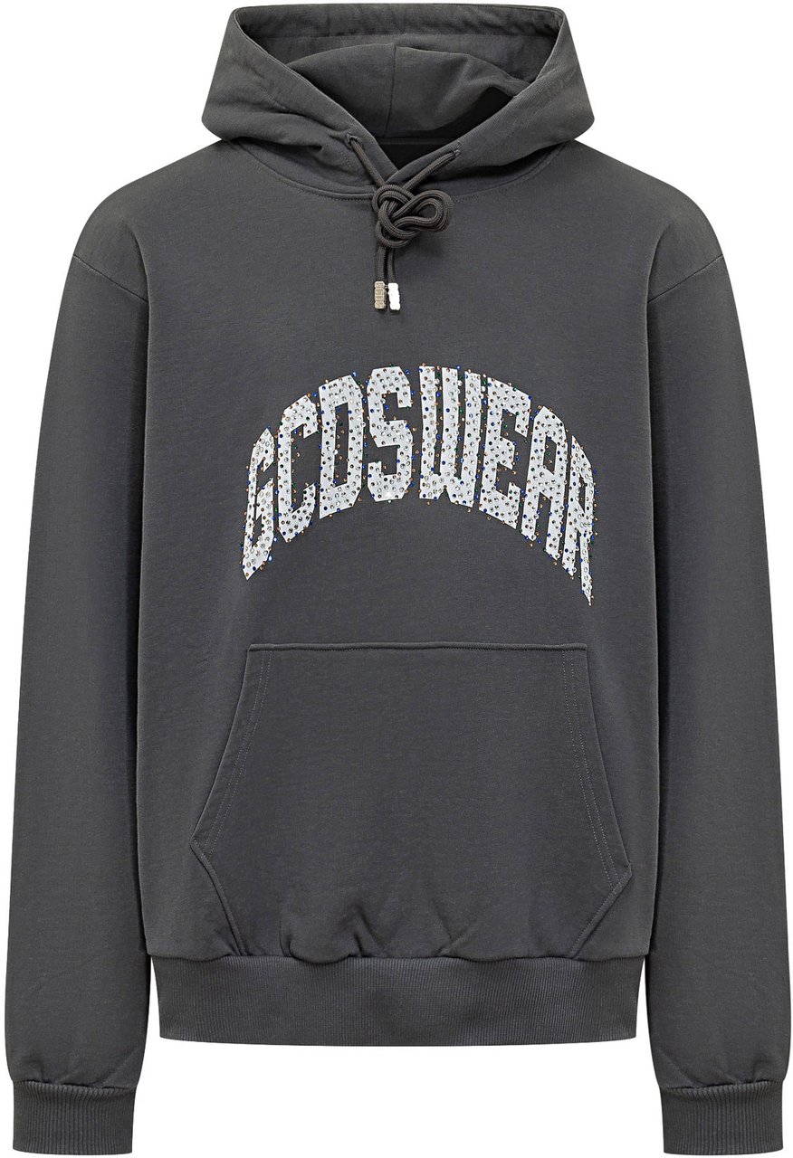 GCDS Felpa con Cappuccio e Tasca a Marsupio Donkergrijs