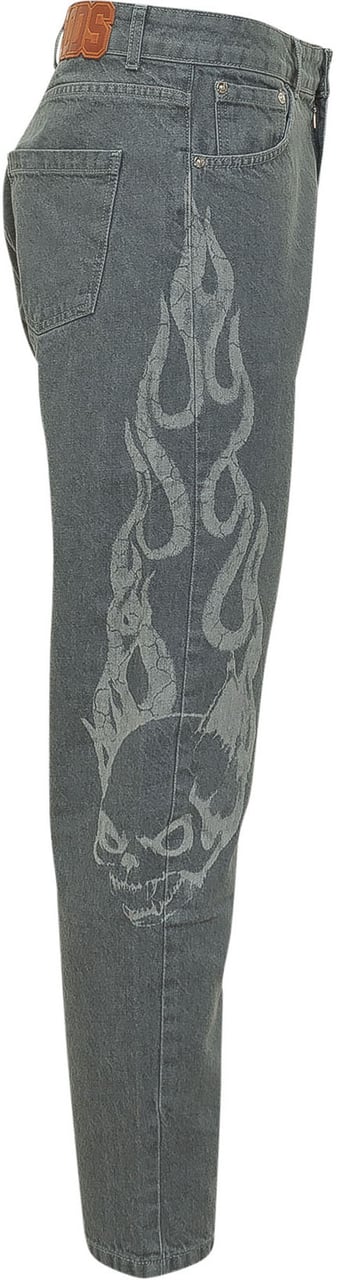 GCDS Jeans Carrot con Stampa Grafica Grijs