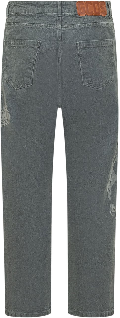GCDS Jeans Carrot con Stampa Grafica Grijs