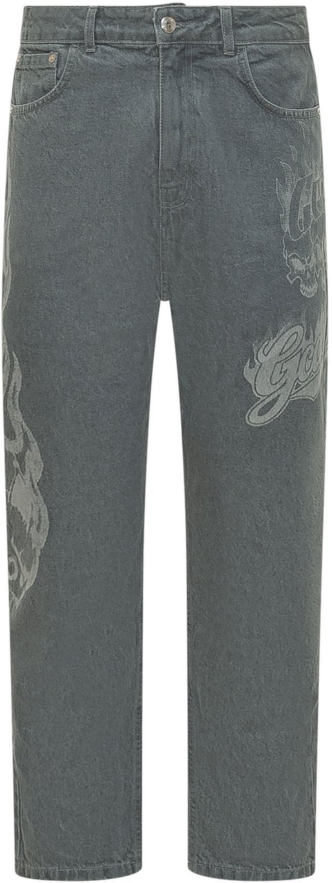GCDS Jeans Carrot con Stampa Grafica Grijs