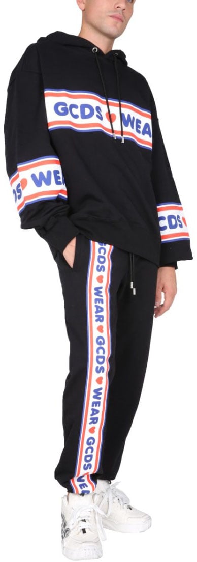 GCDS Jogging Pants With "Cute Tape" Logo Band Zwart