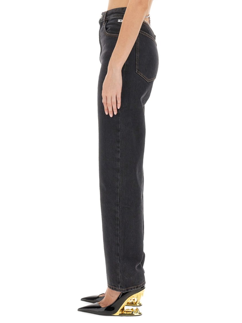 GCDS Straight-Leg Black Denim Jeans Zwart
