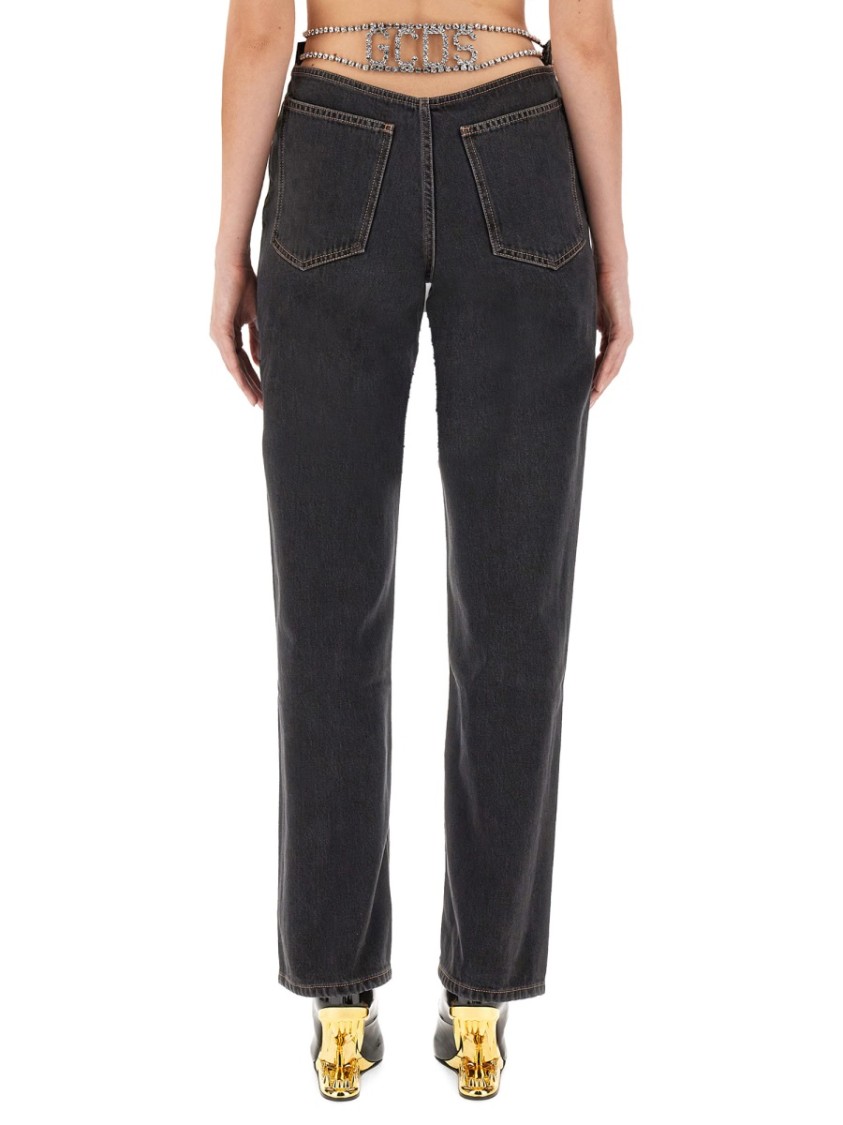 GCDS Straight-Leg Black Denim Jeans Zwart