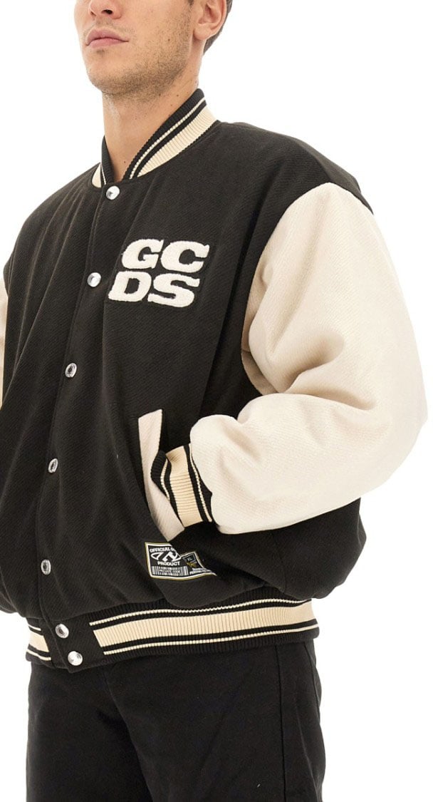 GCDS Wirdo Varsity Bomber Jacket Zwart