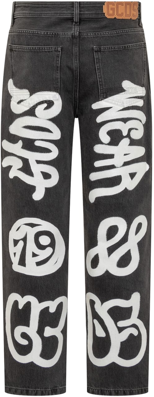 GCDS Jeans Graffiti Zwart