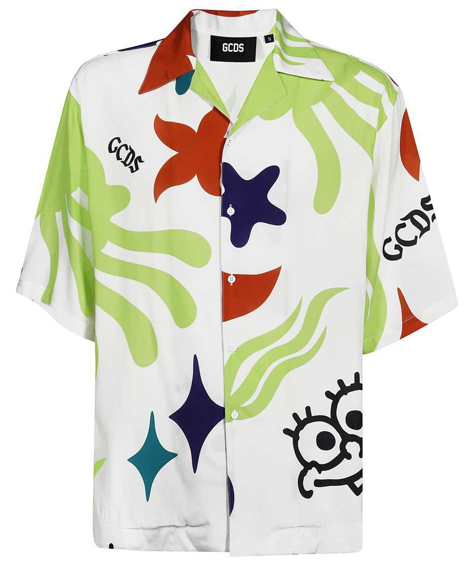 GCDS Printed viscose shirt Wit
