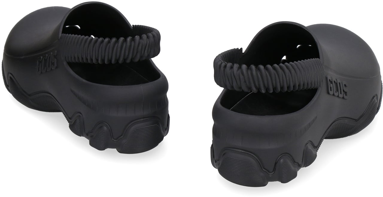 GCDS Ibex Logo detail rubber mules Zwart