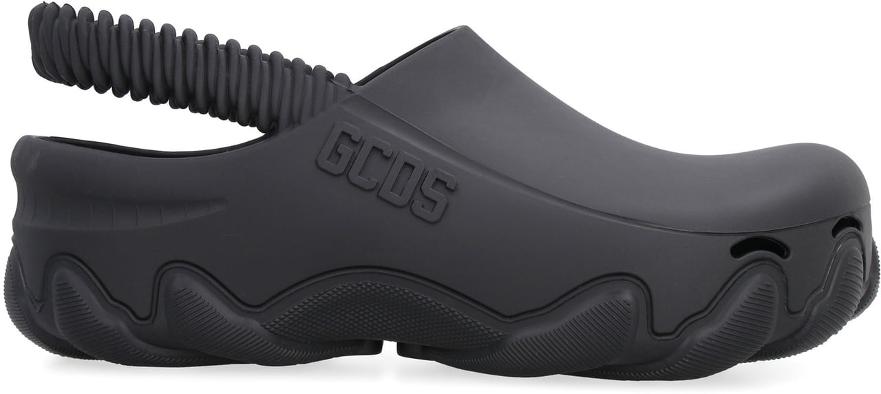 GCDS Ibex Logo detail rubber mules Zwart