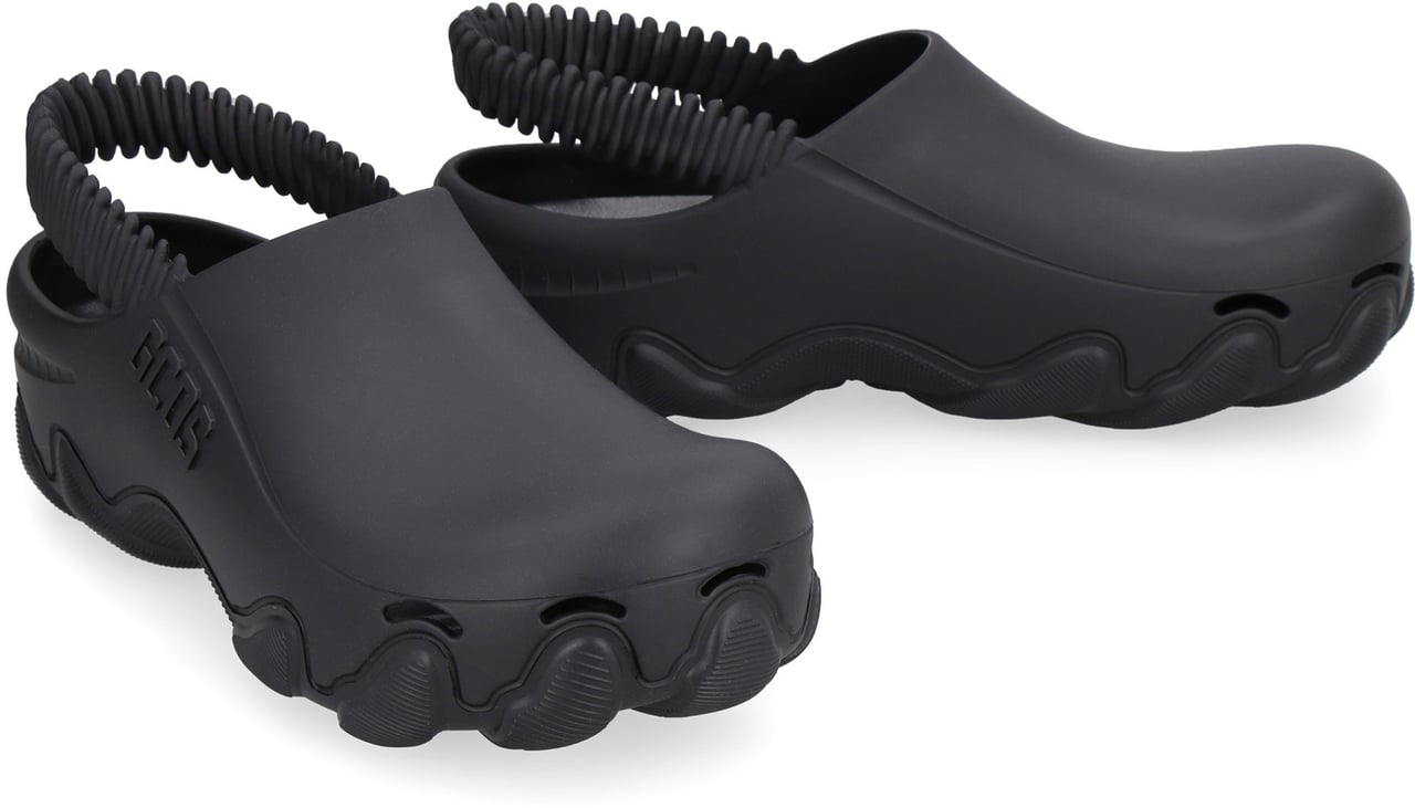 GCDS Ibex Logo detail rubber mules Zwart