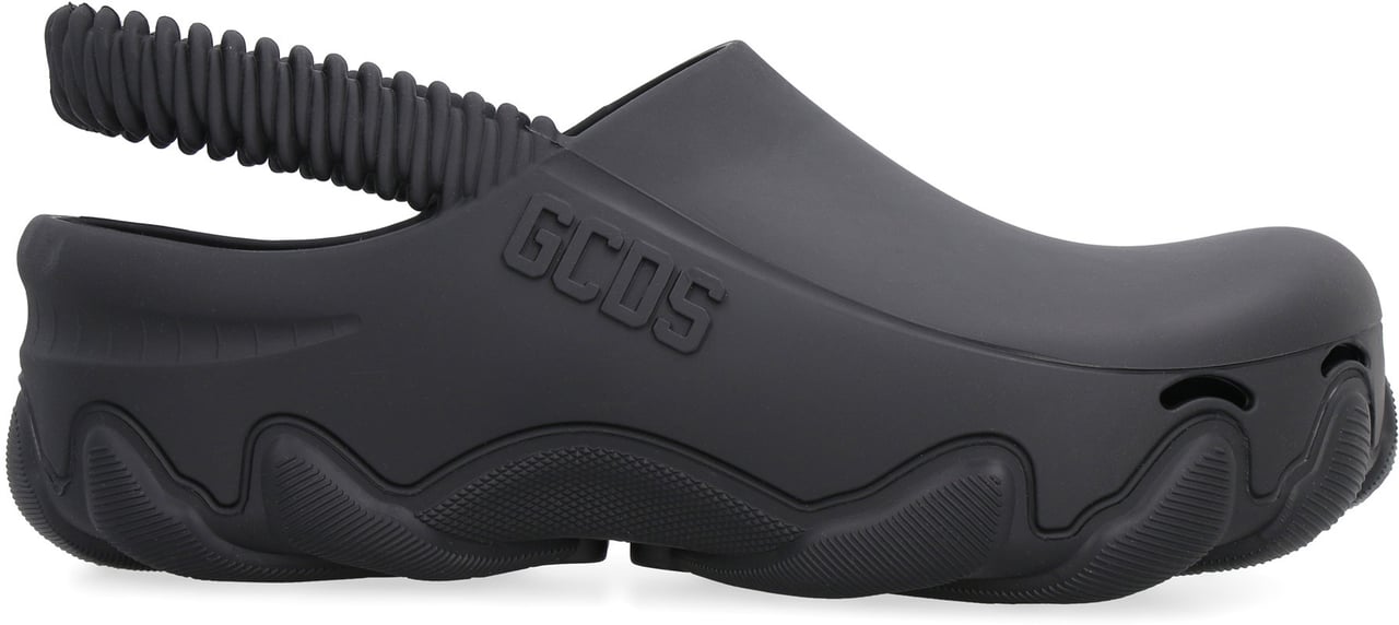 GCDS Ibex Logo detail rubber mules Zwart