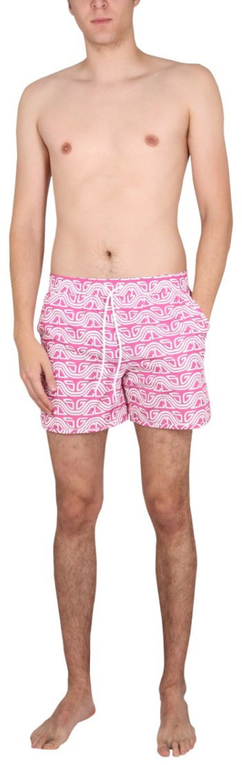 GCDS Waved Print Swim Shorts Roze