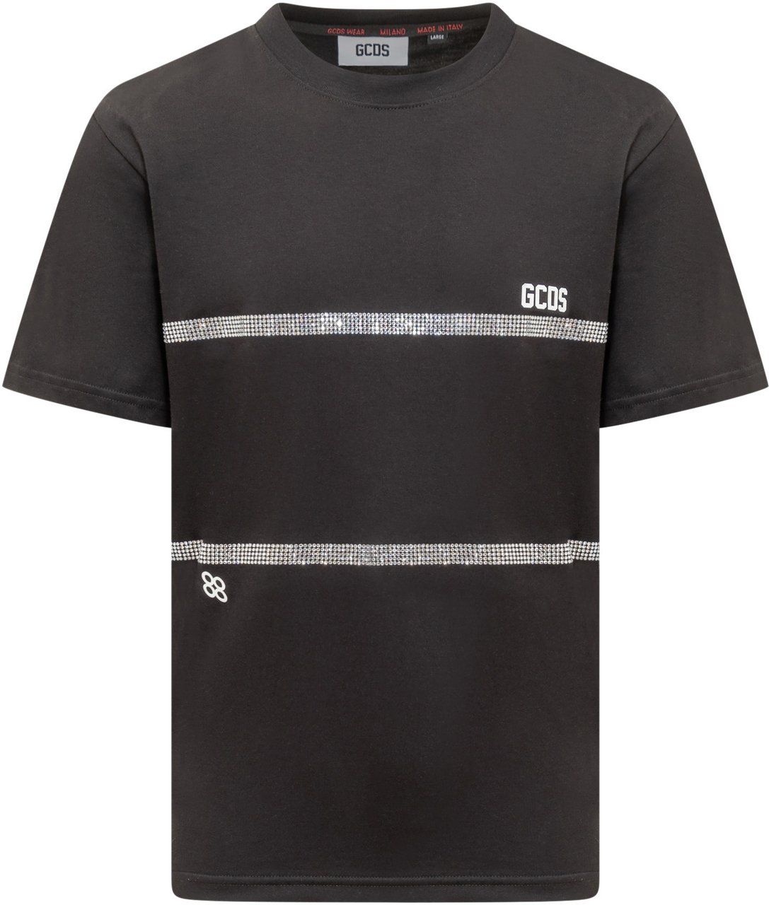 GCDS T-Shirt con Logo Bling Zwart
